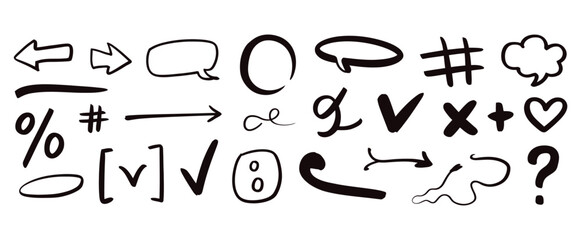 Expressive hand-drawn doodle elements for stylish design projects, perfect for adding a playful touch to presentations, social media, and creative marketing materials with authentic hand-crafted feel