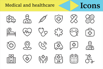 Pharmacy and medical service icons set for professional healthcare use