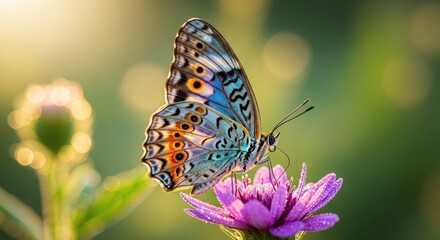 Butterfly on Purple Flower - A Vibrant Nature Scene.