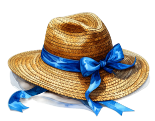 Stylish Straw Hat with Blue Ribbon for Sunny Days