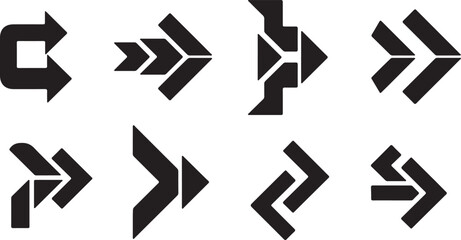 Collection of eight unique black arrows