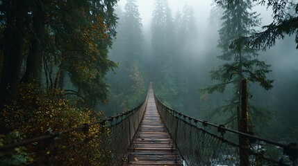 suspension bridge in the forest