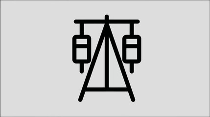 Amusement park ride or fairground attraction line icon vector illustration. Entertainment carnival symbol, recreational fun graphic.