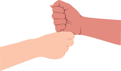 Diverse hands performing a fist bump gesture