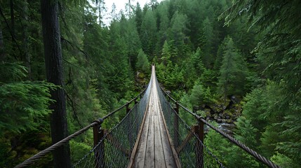 suspension bridge in the forest