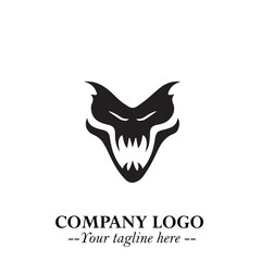 Head of Dracula Logo Symbol in Black on the White Background with Horror Minimal Vector Design
