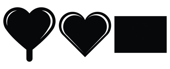heart ice cream silhouette Valentine icon set,Black color simple Vector icons