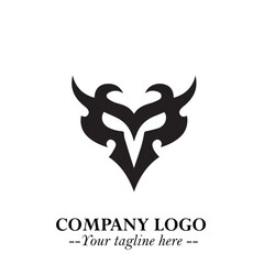 Head of Dracula Logo Symbol in Black on the White Background with Horror Minimal Vector Design