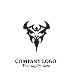 Head of Dracula Logo Symbol in Black on the White Background with Horror Minimal Vector Design
