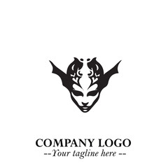 Head of Dracula Logo Symbol in Black on the White Background with Horror Minimal Vector Design