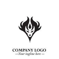 Head of Dracula Logo Symbol in Black on the White Background with Horror Minimal Vector Design