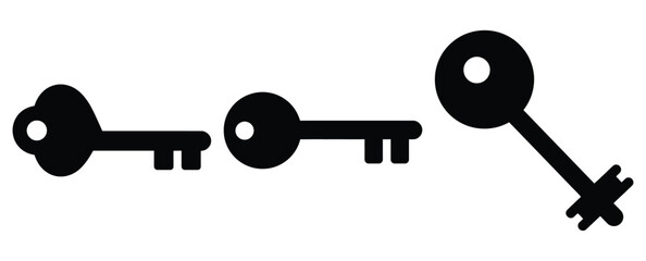 key of love silhouette Valentine icon set,Black color simple Vector icons