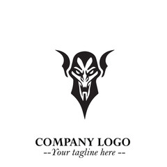Head of Dracula Logo Symbol in Black on the White Background with Horror Minimal Vector Design