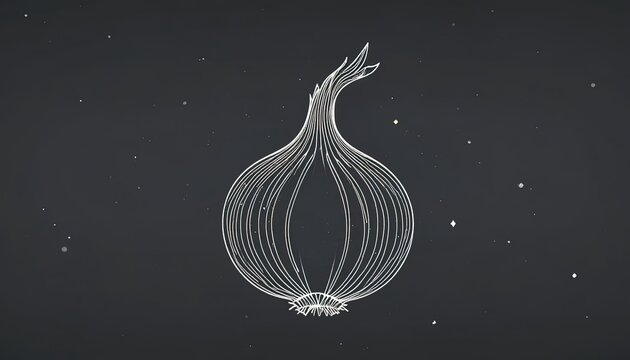 Elegant onion sketch on dark background brings a touch of culinary art to your designs, perfect for food blogs, restaurant menus, and healthy eating campaigns