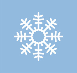 Snowflake pattern, icy crystal. Cold frozen snow flake shape with freeze geometry, festive decoration. Frosty snowy ornament. Seasonal winter ice element. Isolated flat vector illustration