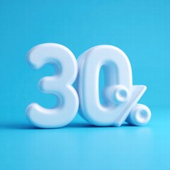 3D rendering of the number thirty with a percentage symbol, a discount concept.