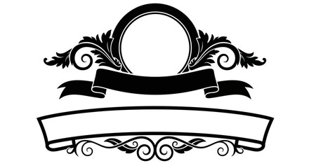 Ornate design with circle, floral elements and banner spaces editable vector file