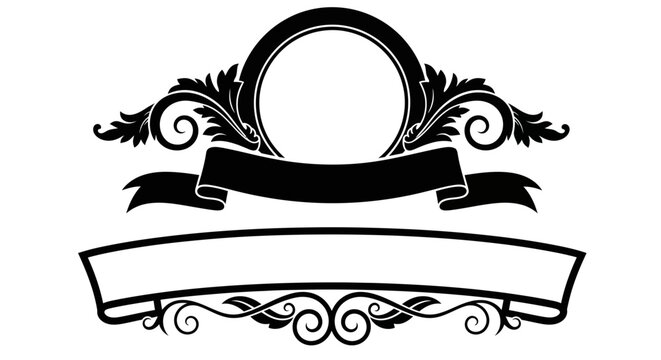 Ornate design with circle, floral elements and banner spaces editable vector file