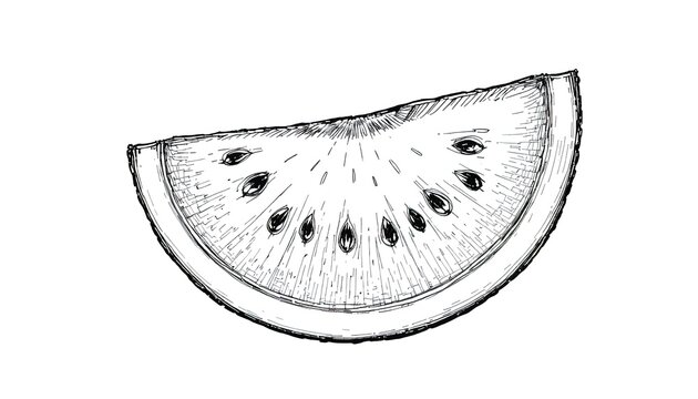 Delicious watermelon slice sketch ready for summer recipes and healthy living promotions, offering a refreshing and artistic touch to your designs