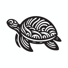 Fototapeta premium Turtle shilhoutte vector on white background