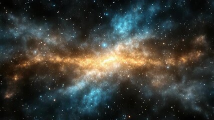 Golden galaxy core with blue nebula starfield cosmic space nebula core galactic plane - Powered by Adobe