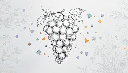 Whimsical grape illustration for coloring books or creative projects, perfect for adding a touch of fun to your designs and inspiring healthy eating habits