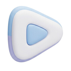 Obraz premium Abstract 3D play button icon with smooth rounded edges in soothing pastel blue and lavender colors, ideal for modern digital media interfaces and sleek user experience designs