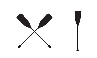 Crossed oars silhouette and single oar silhouette