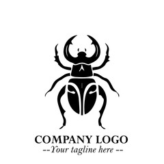 Beetle Logo Symbol in Black on the White Background with Simple Modern Insect Design