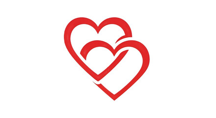Two interconnected red hearts symbolizing love, connection, and unity on a black background.