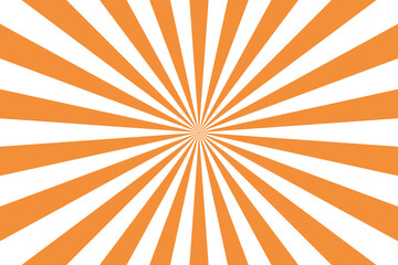 Orange sunburst stripes background with transparent rays. Bright vector sunray burst design for warm banners, social media, and illustration.