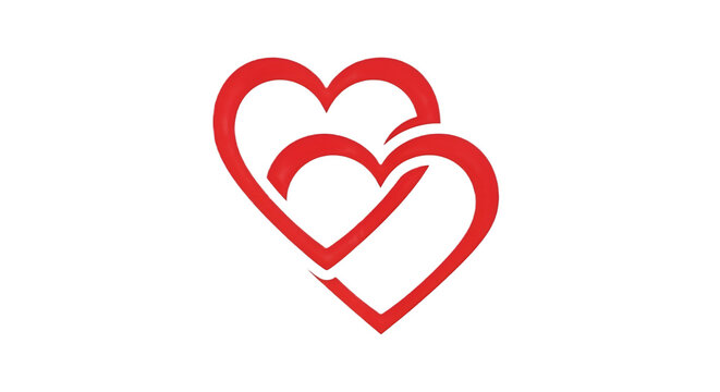 Two interconnected red hearts symbolizing love, connection, and unity on a black background.