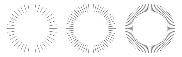 Black Radial Sunburst Frame – Thin Straight Circle Lines, Sun Rays, Speed Lines, Ray Beams, Circular Spokes, Abstract Illusion Pattern