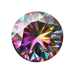 Obraz premium A stunning. multicolored gemstone with intricate facets reflecting light. set against a clean white background. its brilliance and clarity. ideal for jewelry design or luxury marketing
