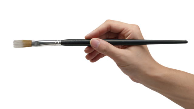 hand holding paintbrush . Isolated on transparent background, png - Powered by Adobe
