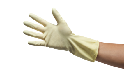hand wearing latex glove . Isolated on transparent background, png