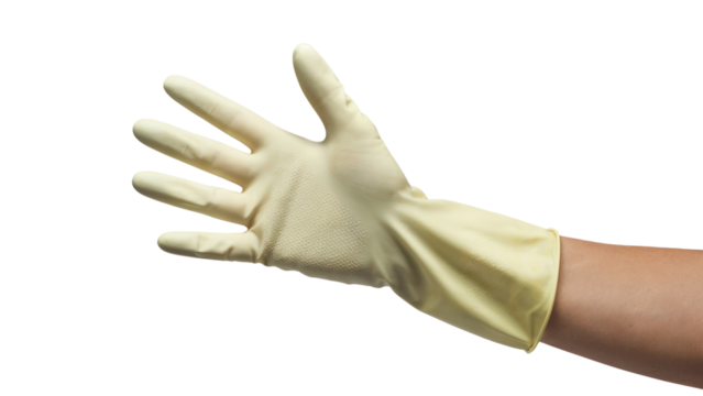 hand wearing latex glove . Isolated on transparent background, png