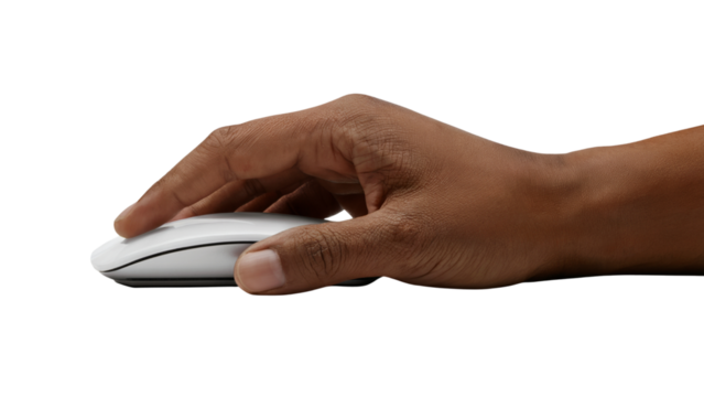 hand using computer mouse . Isolated on transparent background, png