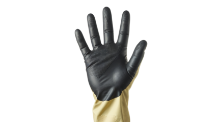protective glove raised to show a hand . Isolated on transparent background, png