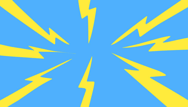 Strong Lightning Explosion line background on blue background