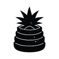 Black Silhouette of a Stylized Pineapple with Speckles Keywords: pineapple, fruit, silhouette