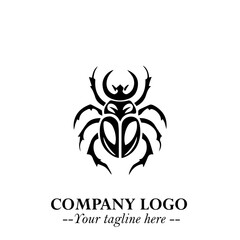 Beetle Logo Symbol in Black on the White Background with Simple Modern Insect Design