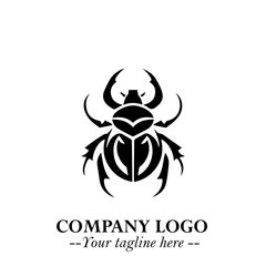 Beetle Logo Symbol in Black on the White Background with Simple Modern Insect Design