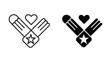 Obraz premium Military service emblem icon featuring stylized wings, a prominent star, and a heartfelt symbol, representing valor, honor, and patriotic love and support