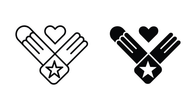 Military service emblem icon featuring stylized wings, a prominent star, and a heartfelt symbol, representing valor, honor, and patriotic love and support