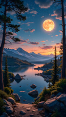 sunset over the lake