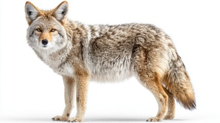 Fototapeta premium A stunning portrait of a North American coyote against a clean white background