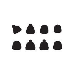 Winter Beanies and Hats Silhouette Set