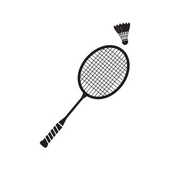 Badminton Racket and Shuttlecock Silhouette Design