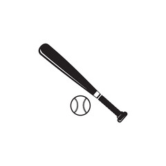 Baseball Bat and Ball Silhouette Vector Illustration